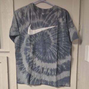 Men's Gray and White Tie-Dye Short Sleeve Tee